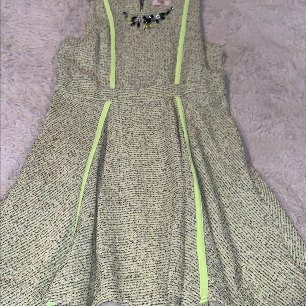 Green, black, and white dress